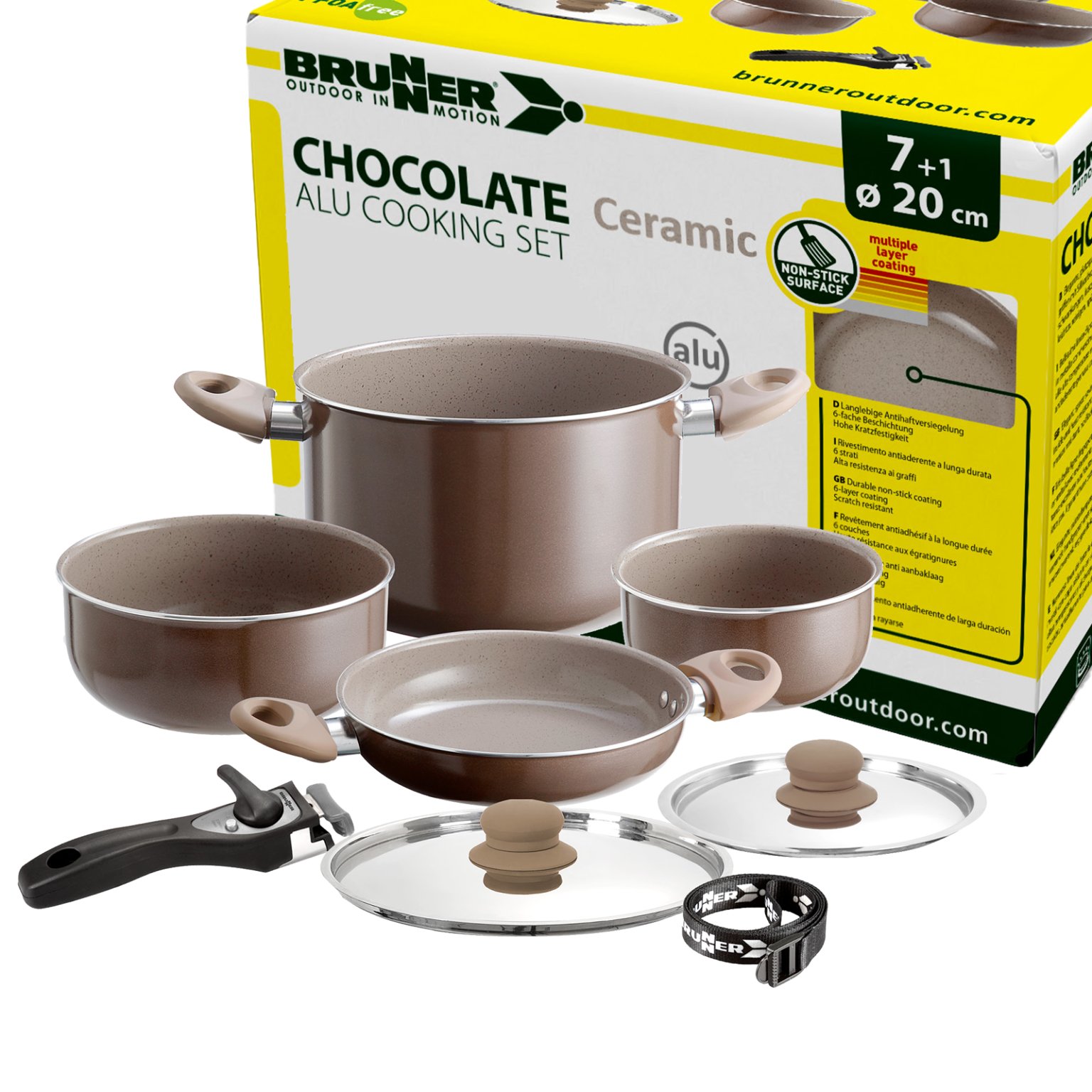 BRUNNER Camping Kochgeschirr-Set 'Juniper' + Melamin-Geschirr 'LOOP' – 16-teilig In Faltbox (MEPOBOX)
