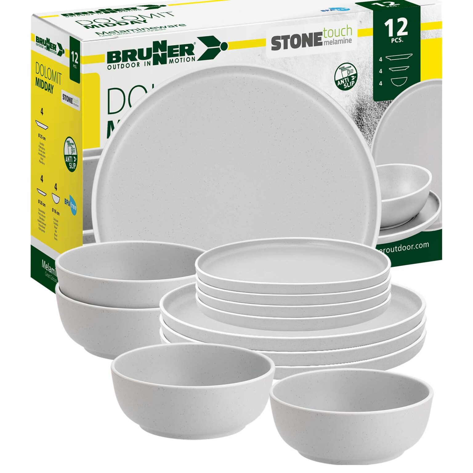 BRUNNER Granada 36-teiliges Camping Melamin-Geschirr Set  Antirutsch  Geschirr Fr 8 Personen, Ideal Fr Outdoor, Camping & Familie