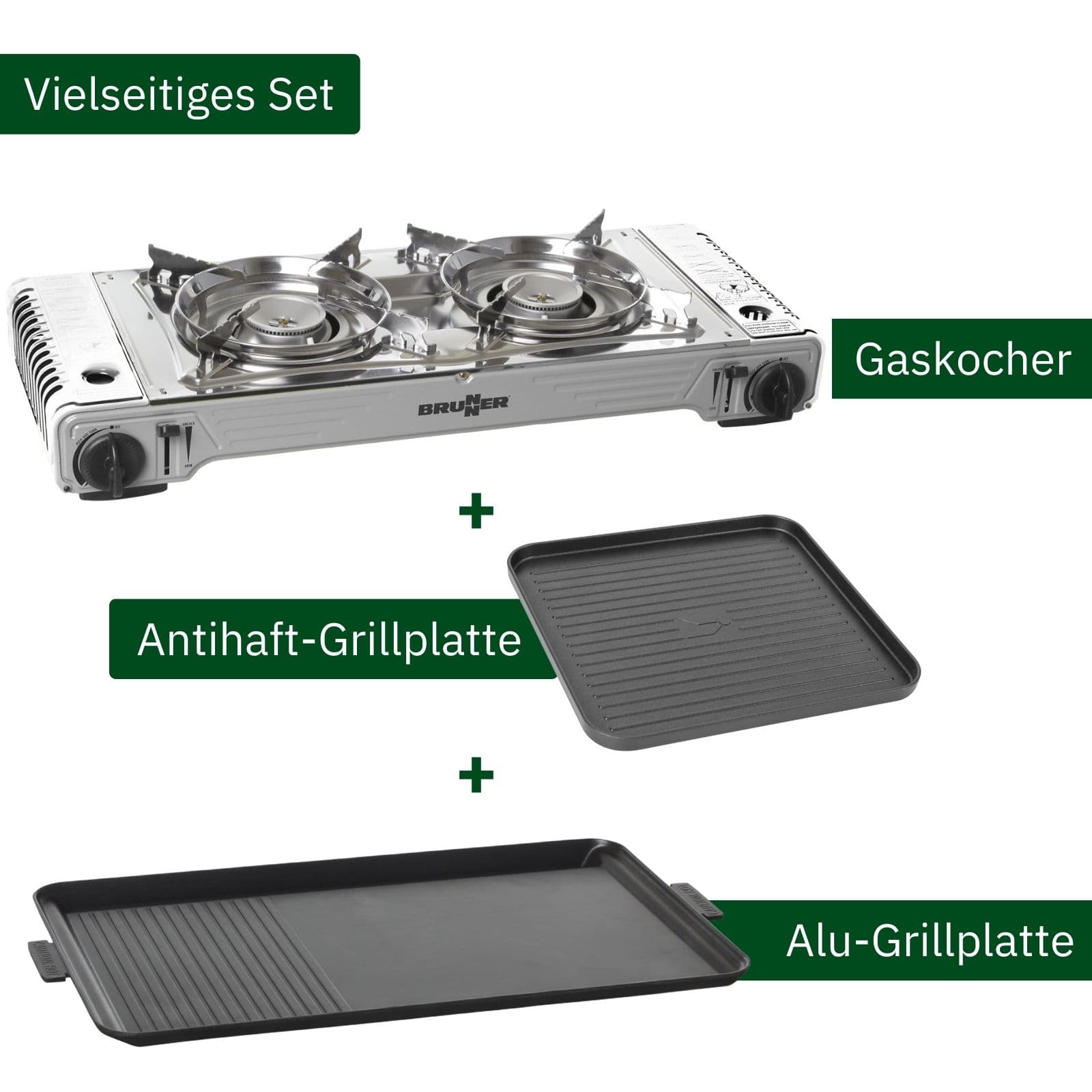 BRUNNER DEVIL DOUBLE GRILL Gaskocher Set Zweiflammig - My Camping BBQ
